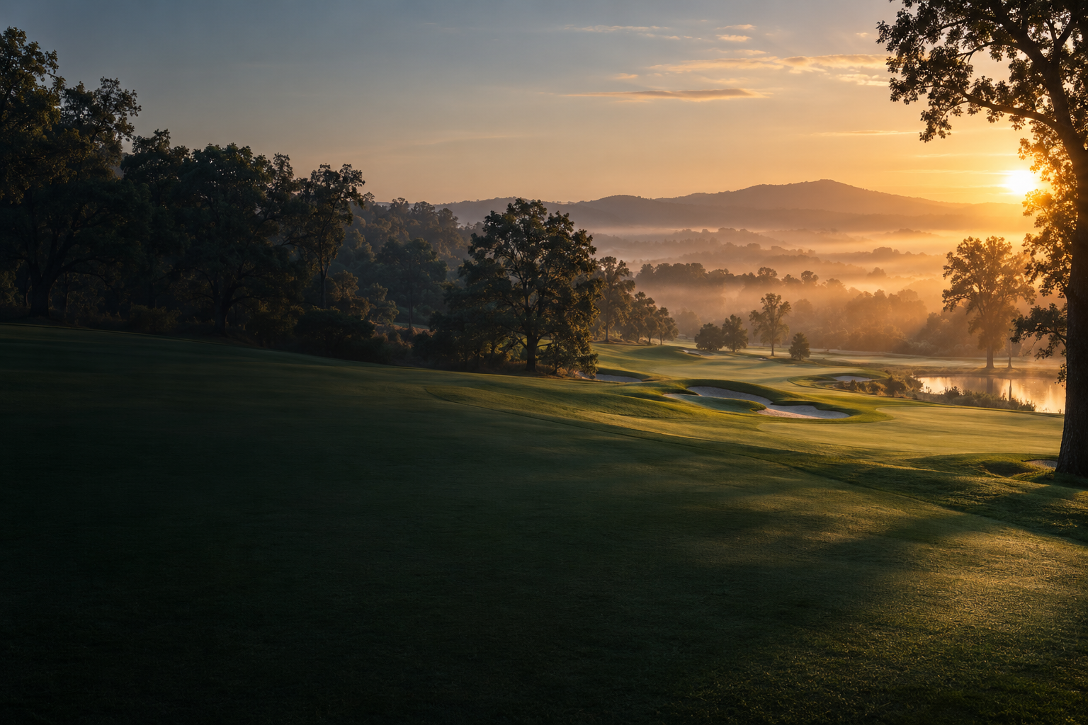 A quiet golf course at first light